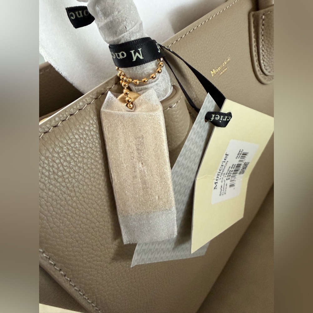 Moncrief Elegant Taupe Italian Leather Handbag, Shoulder Strap, London Designer - Picture 8 of 15